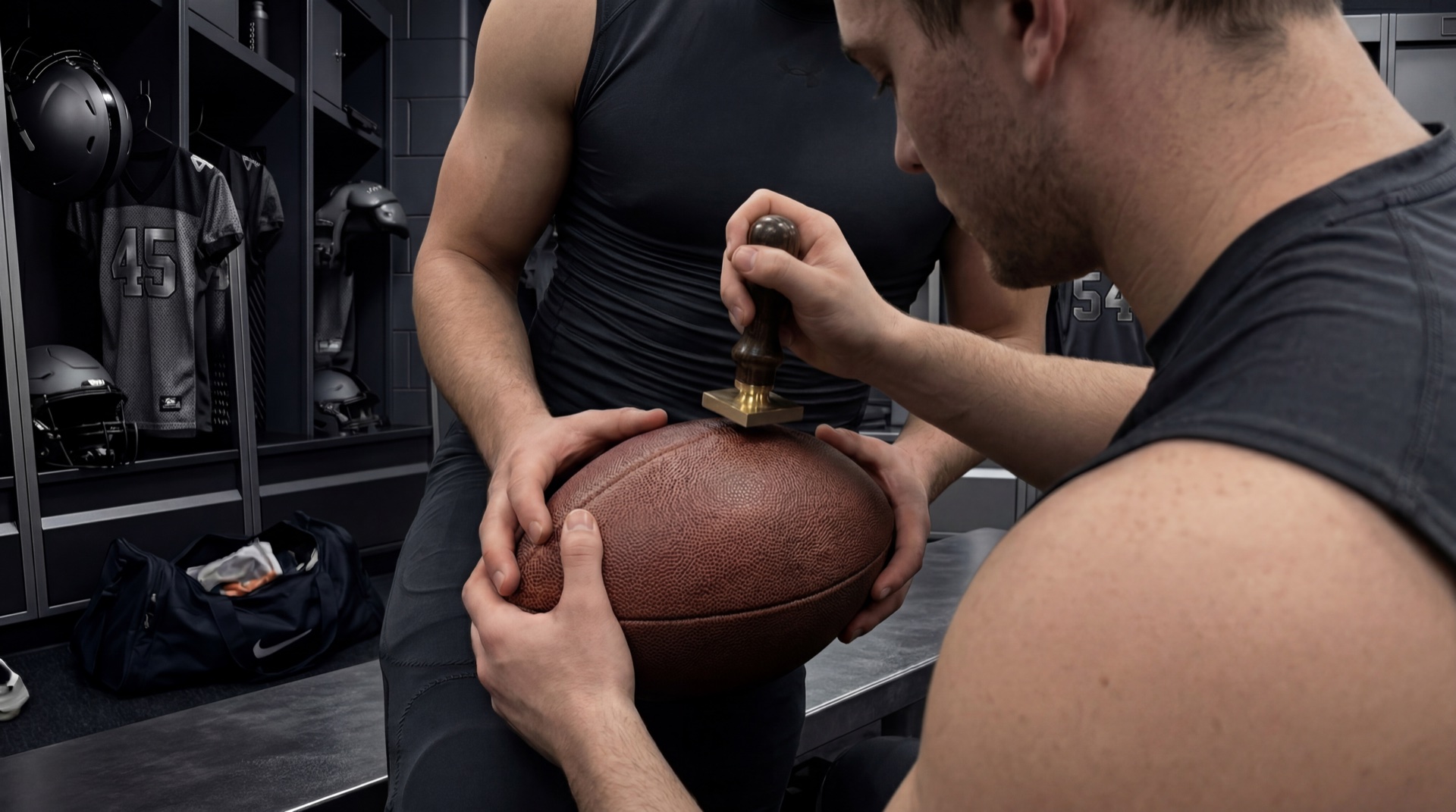 Player branding their football