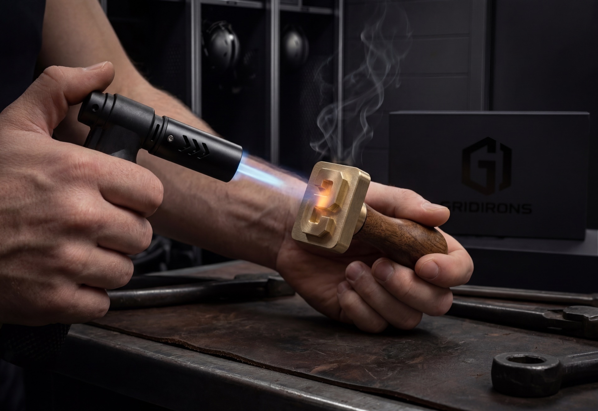 Heating the brass head with a torch